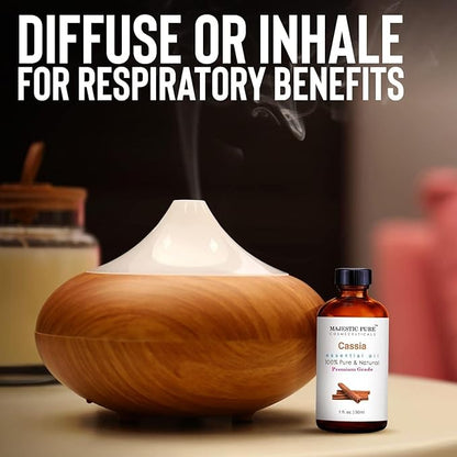 Majestic Pure Cassia Essential Oil with Glass Dropper - 1 Fl Oz - 100% Pure and Natural Cassia Oil - Premium Grade Essential Oils for Diffuser, Aromatherapy, Soap and Candle Making