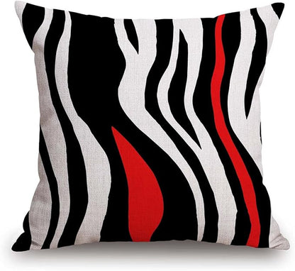 TSSOHU Throw Pillow Cover Geometric Black and White Red Abstract Line Decorative Pillow Case Home Decor Square 18x18 Inches Pillowcase