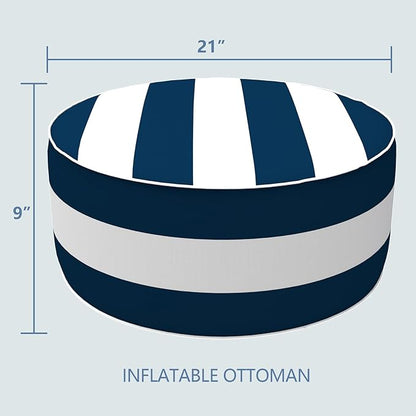 LVTXIII Inflatable Stool Ottoman Footrest with Handle, All Weather Foot Rest, Indoor or Outdoor Use for Home Patio Garden and Camping, D21 x H9, Cabana Navy