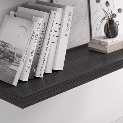 Floating Shelf, Set of 2 Wall Shelf, 30 in W x 12.75 in D x 2 in H Wooden Floating Wall Shelf with Invisible Brackets for Living Room/Bedroom/Bathroom/Kitchen Storage and Decor, Black Wood
