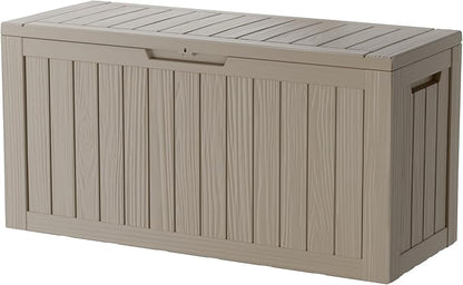 80 Gallon Lockable Resin Deck Box, Waterproof & UV-Resistant Outdoor Storage Box for Outdoor Cushion Storage, Garden Tools & Pool Accessories Storage, Gray