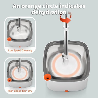 KZKR Spin Mop and Bucket Set with Self Separation Dirty and Clean Water System, Self Wringing 360° Rotating Square Mop Head for Home Floors Cleaning (1.0 Mop and Bucket Set (14 Pads))