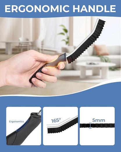 Crevice Cleaning Brushes, Cleaner Scrub Brush Tool for Hard to Reach Tight Space, Home Essentials, Serrated Scrub Brushes, Cleaning Supplies for Shower, Bathroom, Kitchen, Toilet (2, Black)