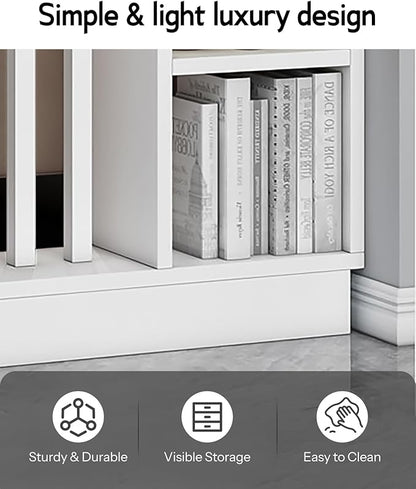 Wall Room Divider, Storage Cabinet Storage Display with Shelves, Modern Freestanding Wood Room Divider Screen, Wall Privacy Screens for Home Decorative (White,35.4" L x 9.5" W x 79.5" H)