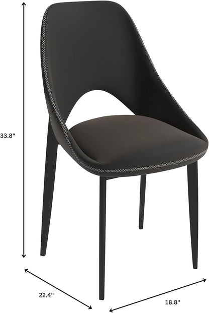 LeisureMod Amalfi Upholstered Fabric Dining Chair – Modern Side Chair with Iron Legs, Mid-Century Accent Chair for Dining Room or Kitchen