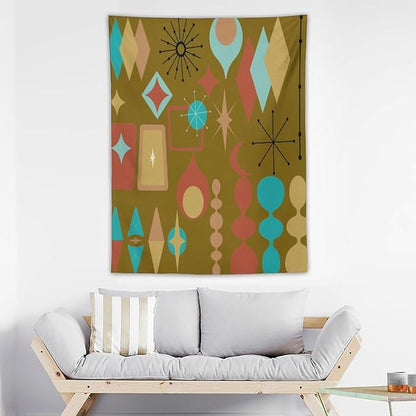 ICMOLYYENLO Boho Medieval Cat Tapestry, Abstract Atomic Starburst Geometric Aesthetic Art Wall Hanging For Bedroom Living Room Dormitory 50x60 Inches