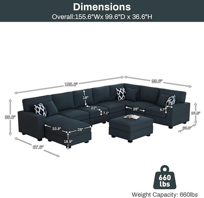 L Lengend Vansen Modular Sectional Sofa U Shaped Couch with Ottoman Modern Reversible Corner Sectional Couch for Living Room (Charcoal, U Shaped Sofa-5)