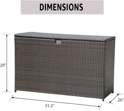 Super Patio Wicker Outdoor Patio Storage Box Waterproof, 120 Gallon Large Deck Box Rattan Storage Bin for Cushions, Garden Tools, Pool, Brown