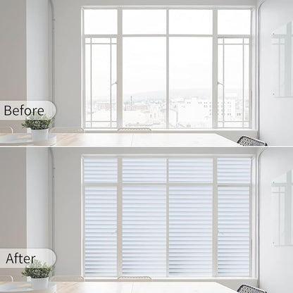 Window Privacy Film with Installation Tools, Blinds Pattern, Static Cling, Anti UV, Heat Control, Ideal for Home Shower Office Glass Door (Blinds Pattern, 17.5X118.1Inch)