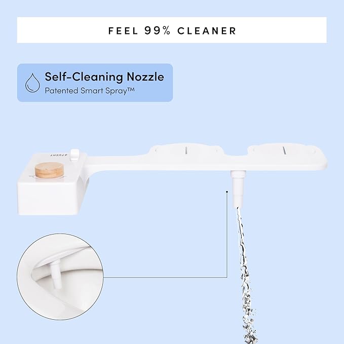 TUSHY Classic 3.0 Bidet Toilet Seat Attachment - A Non-Electric Self Cleaning Water Sprayer with Adjustable Water Pressure Nozzle, Angle Control & Easy Home Installation (White/Gunmetal)