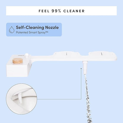 TUSHY Classic 3.0 Bidet Toilet Seat Attachment - A Non-Electric Self Cleaning Water Sprayer with Adjustable Water Pressure Nozzle, Angle Control & Easy Home Installation (White/Gold)