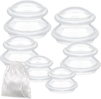 TrelaCo 6 Pcs Cupping Kit for Massage Therapy 3 Sizes Silicone Cupping Set Chinese Massage Therapy for Studio Household Cellulite Joint Pain Muscle Pain(Clear)