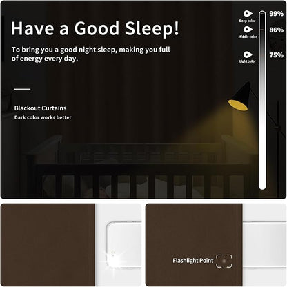 Easy-Going Blackout Curtains for Bedroom, Solid Thermal Insulated Grommet and Noise Reduction Window Drapes, Room Darkening Curtains for Living Room, 2 Panels (42x84 in, Brown)