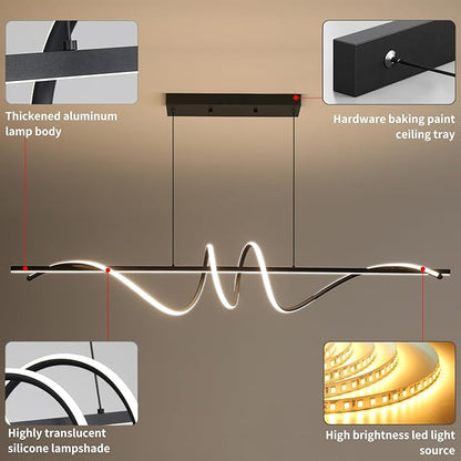 Modern Chandelier, Dimmable LED Pendant Light, Ring Chandelier for Living Room, Dining Room, Kitchen, Bedroom