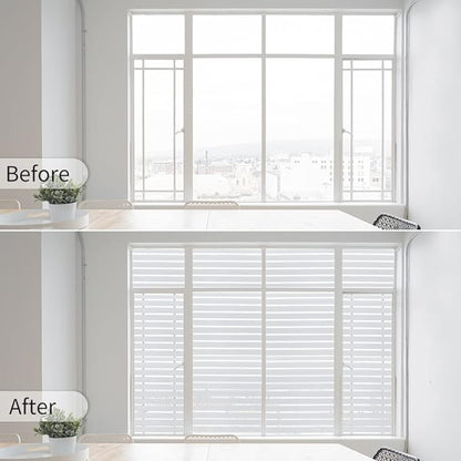 Window Privacy Film with Installation Tools, Static Cling, Anti UV, Heat Control, Ideal for Home Shower Office Glass Door (Stripes Pattern, 23.6X78.7Inch)
