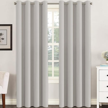 H.VERSAILTEX Premium Blackout Thermal Insulated Room Darkening Curtains for Bedroom/Living Room - Classic Grommet Top (2 Panels, Stone, 52 Inch by 108 Inch)