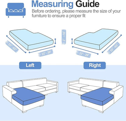Sectional Couch Covers for L Shaped Sectional Sofa (Left or Right Facing) – Softer Chenille Sofa Covers Washable, Non-Slip Stretch Chaise Slipcover (Only 1PC Chaise Cushion Cover, Blue)