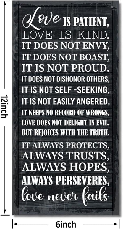 1 Corinthians 13:4-8 Inspirational Hanging Wood Decor Sign, Printed Wood Sign, Love is Patient, Love is Kind Quote, Hanging Bible Verses Woods Wall Signs, Rustic Home Decor Signs, Christian Gift A1