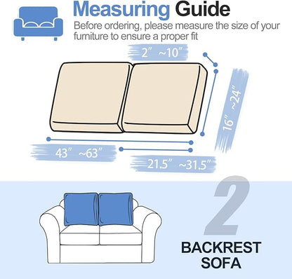 Large Backrest Cushion Covers Super Stretch for 2 Couch Back Cushions, Featuring Chenille Yarn (Softer Version, 2PC, Beige)