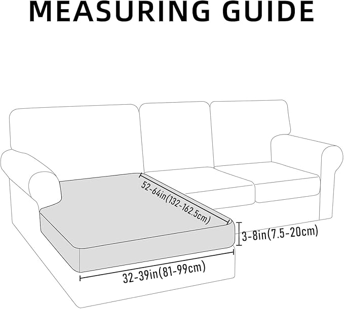 hyha Waterproof Sectional Couch Covers, Non Slip Sofa Couch Cushion Covers L Shape, Thick Stretch Jacquard Fabric, Washable Sofa Slipcovers with Elastic Bottom (1 Piece for Chaise, Middle Grey)