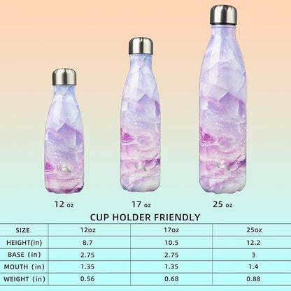 Insulated Water Bottles,17 oz Double Wall Stainless Steel Vacumm Metal Flask for Sports Travel,Marble Dawn