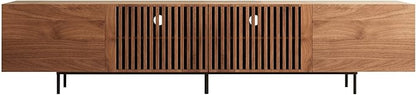 Mid Century Modern TV Stand for 80+ Inch TVs, 94.48" Walnut Console with Ample Storage – Stylish Entertainment Center for Living Room or Bedroom
