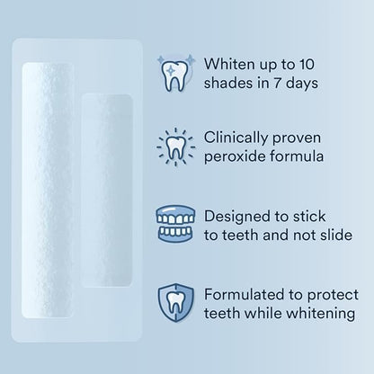 Auraglow Teeth Whitening Strips, Sensitive Whitening Strips, 14 Whitening Treatments, 8% Hydrogen Peroxide with Nano Hydroxyapatite (nHAp) to Reduce Sensitivity and Protect Enamel, 28 Strips, Mint