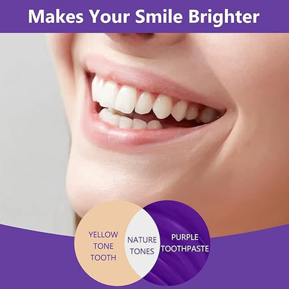 Purple Toothpaste for Teeth Whitening, Purple Whitening Toothpaste for Adults,Tooth Stain Remover Gel - Tooth Whitener Suitable for Smoking, Coffee, and Removing Dental Stone ﻿(2fl oz/60ml)