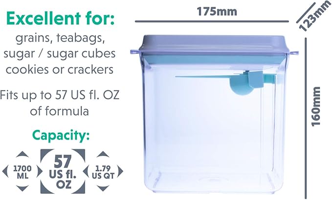 BopTop (1pc - 1700ml) Airtight Food Storage Container – Mechanical Silicone Seal Canister - BPA-Free - 1.79Qt