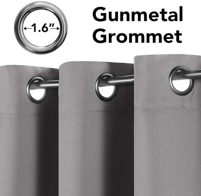 H.VERSAILTEX Kitchen Curtains Blackout Grey Curtains for Bedroom/Living Room Light Reducing Window Drapes for Kids Room, 52" Wide x 63" Long Each Panel,Grommet Top (Set of 2 Panels)