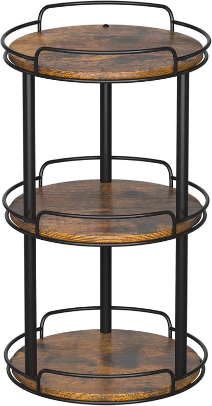 LAMU 10.2'' Wood Lazy Susan Turntable Organizer for Cabinet, 3 Tier Lazy Susan Spice Rack Organizer for Kitchen, Table Top, Countertop, Pantry, Bathroom