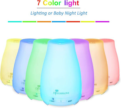 Diffuserlove Essential Oil Diffusers 200ML Remote Control Ultrasonic Mist Humidifiers BPA-Free Aromatherapy Diffuser with 7 Color Lights, Auto Shut-Off for Bedroom Office Kitchen