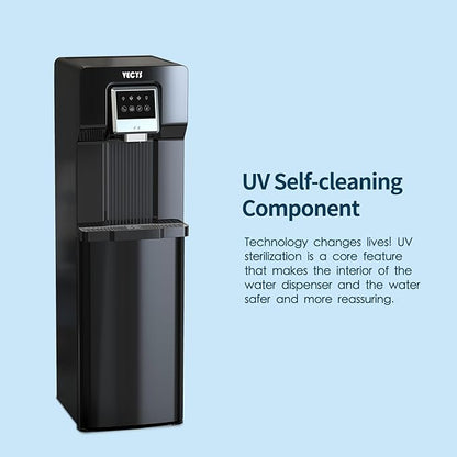 VECYS Bottom Loading Water Cooler with Ice Maker, Cold Water Supply with 18LBS Daily Ice Making, Compatible with 3 or 5 Gallon Bottles, Ideal for Home and Office (No Hot Water)