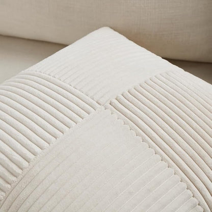 Fancy Homi 2 Packs Cream Samll Decorative Throw Pillow Covers 14x14 Inch with for Couch Bed Sofa, Rustic Farmhouse Boho Home Decor, Soft Corss Patchwork Corduroy Square Cushion Case 35x35 cm