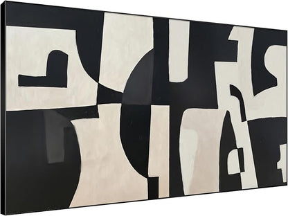 SIGNWIN 46"x72" Extra Large Framed Wall Art Black and White Abstract Geometric Design, Minimalist Modern Print for Home Living Room Bedroom Decor (Frame Assembly Required)