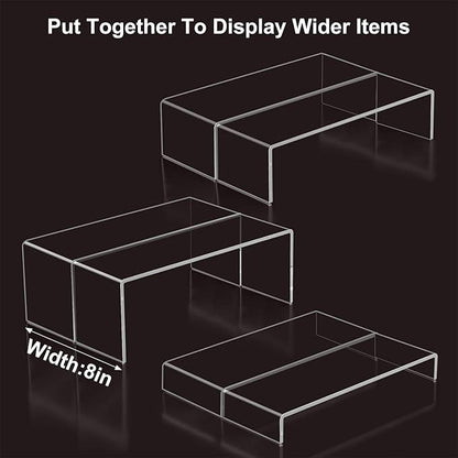 Acrylic Display Risers,12'' Large Display Stands, Thickened to 0.2''(5mm) Stackable Acrylic Shelves for Perfume Display, Clear Risers for Cupcake Stand,Pop Figurines,Tumbler,Food (Clear, 6PCS)