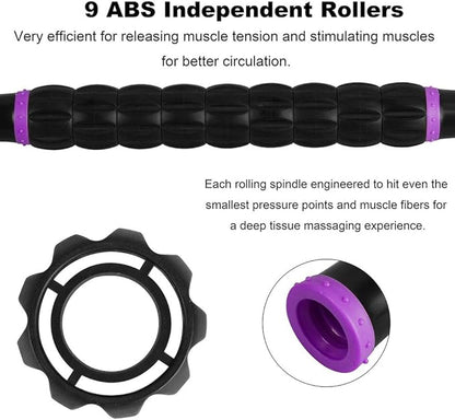 Yansyi Muscle Roller Stick for Athletes - Body Massage Roller Stick - Release Myofascial Trigger Points Reduce Muscle Soreness Tightness Leg Cramps & Back Pain for Physical Therapy & Recovery (Purple)