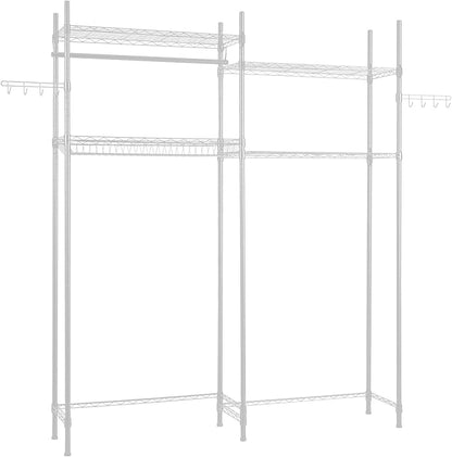 VEVOR Over The Washer and Dryer Storage Shelf, 4 Tier Laundry Room Drying Rack with Hanger Rod and Hooks, Adjustable Over Washer and Dryer Shelves, Laundry Room Shelf Storage Space Saver, White