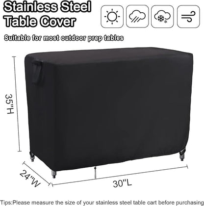 Kingling Prep Table Cover for 30 inch Keter Unity Table, Waterproof Outdoor Stainless Steel Table Cover Protection for Patio Metal Grill Work Table/Cart - 30''L x 24''W x 35''H