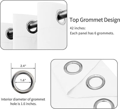 Easy-Going Blackout Curtains for Bedroom, Solid Thermal Insulated Grommet and Noise Reduction Window Drapes, Room Darkening Curtains for Living Room, 2 Panels (42x95 in, White)