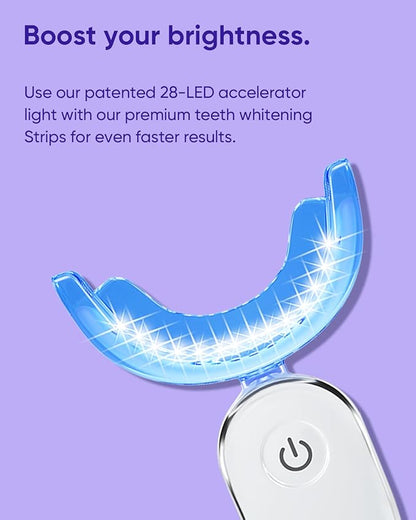 MySmile Non-Sensitive 10Pcs Teeth Whitening Strips Kit with Waterproof 28X LED Light 10-Min Fast Remove Coffee Wine Tobacco 20 Years of Stains Whitening Tooth Care Oral Safe for Enamel