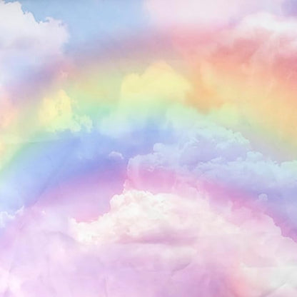HVEST Rainbow Cloud Tapestry Wall Hanging - Rainbow and Pink Cloud With Glow Sunshine in Pastel Sky, Aesthetic Nature Landscape for Living Room Bedroom Decor, 59x51 Inches