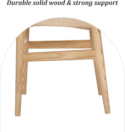 Wishbone Chair Natural Solid Wood Dining Chair/Hans Wegner Y Chair Rattan and Wood Accent Armrest Chairs - Ash Wood Chairs (Ash Wood + Natural Color)