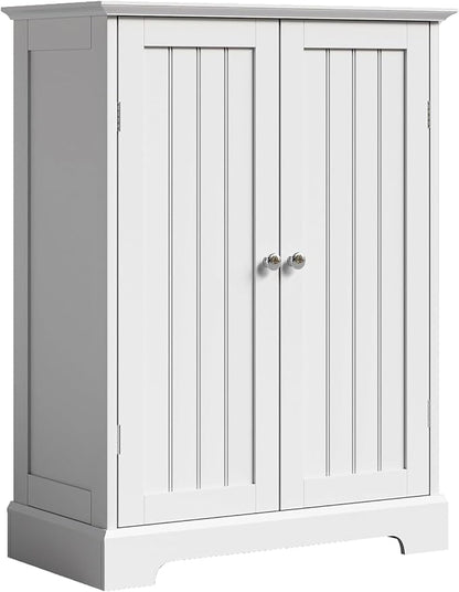 ChooChoo Bathroom Floor Cabinet, Modern Bathroom Storage Cabinet with 2 Doors and Adjustable Shelves, Freestanding Cupboard for Living Room, White