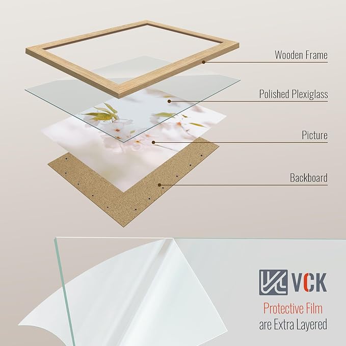 VCK 13x19 Oak Wood Frame for Poster & Picture, Natural Solid Wood Photo Frames 3 Pack, Wall Gallery Frame