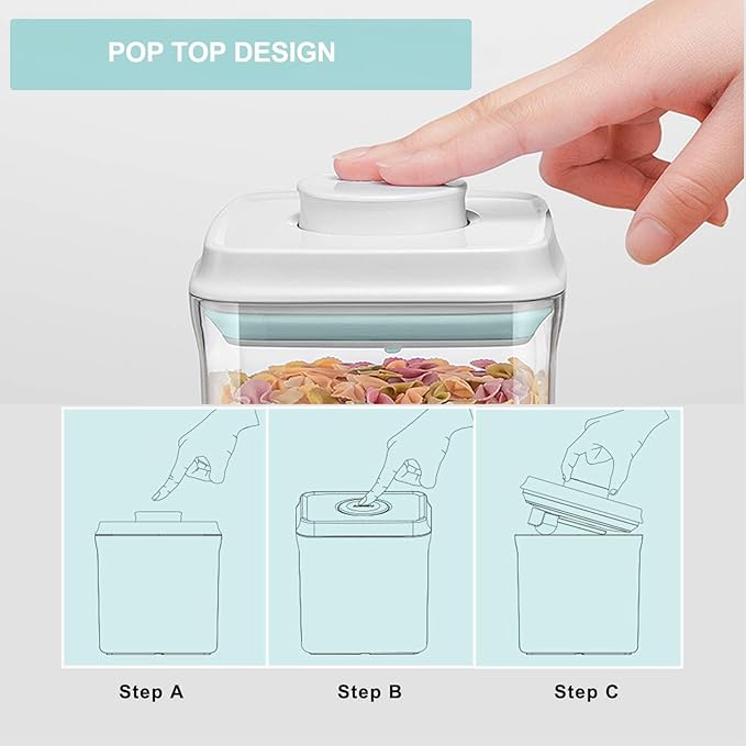 Pop Containers with Lids - Stackable Airtight Food Storage, Kitchen Pantry Storage Containers for Snacks Candy Salt Herbs Spices BPA-Free ((500ML+1200ML+1800ML)*2)