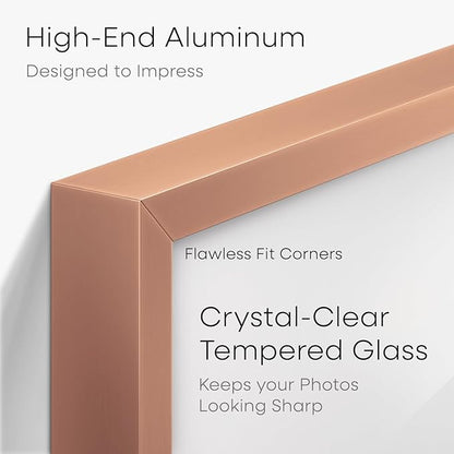 Homeforia 8.5x11 Diploma Frame Rose Gold, High End Metal 8.5 x 11 Certificate Frames, 11x8.5 Document Frames for Wall or Tabletop, 8.5 by 11 Award Letter Size Frame, Tempered Glass, Wall Kit, Set of 1