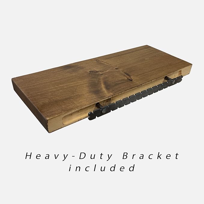 URBANDI, Rustic Floating Shelves, Set of 2, Hidden Bracket, Solid Wood, Heavy Duty, Wall Mounted Shelves, (Grey, 36Wx12D)