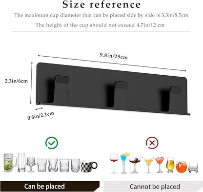 Cup Holder, 4 Pack Wine Glass Holder，No Drilling Installation Wine Glass Holder Wall Mounted for Dining Room, Kitchen and Bar Daily Use (Classic Black)