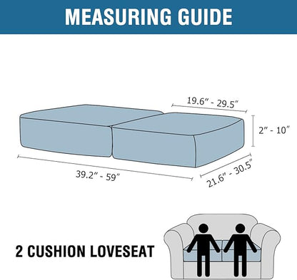 H.VERSAILTEX Velvet Stretch Couch Cushion Cover Plush Cushion Slipcover for Chair Loveseat Sofa Cushion Furniture Protector Seat Cushion Sofa Cover (2 Piece Medium Sofa Cushion Covers, Grey)